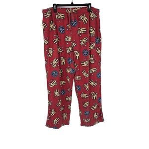 Life is Good Mens Pajama Pants XL Red Dog Print Sleepwear Loungewear Cotton